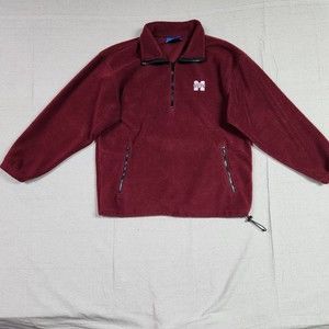 Mississippi State Bulldogs Sweater Men Medium Maroon Red 1/2 Zip Pullover Fleece